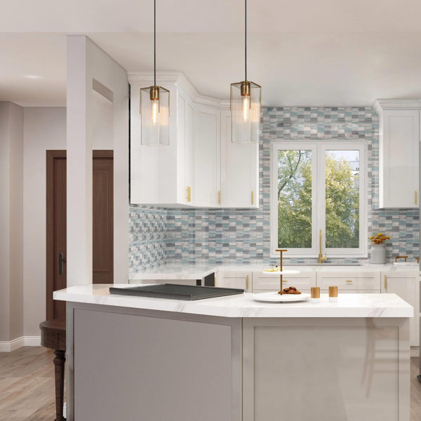 Mercer41 Hanshelmut 1Light Kitchen Island Brass Gold Pendant Light